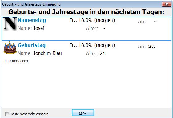 Bemerkungen und Namenstag